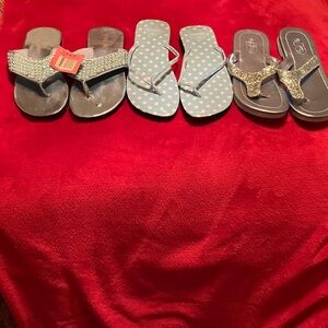 Fox Light Blue Polka Dot blue with sequence and blue with glitter flip-flops